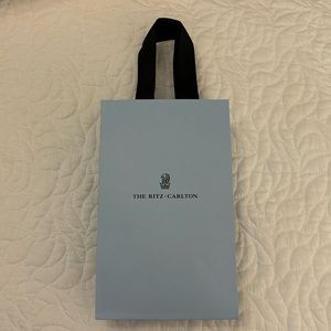 Ritz-Carlton adorable iconic gift bag blue with black ribbon handles New